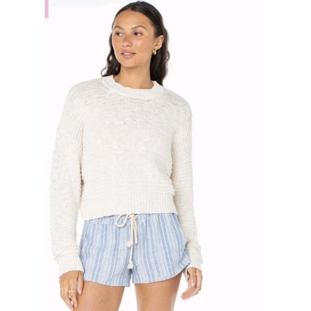 NWT Roxy Cream Enchanted Sky Crewneck SweaterXS Pullover Boho Beach Coastal